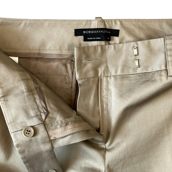 BCBGMAXAZRIA Wide Leg Crop Stitched Sides Chino Pant. Tan Size 4 #1342 NWOT - Picture 5 of 10